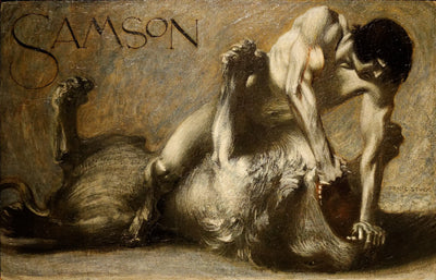 Reproduction du tableau « Samson. Le Combat avec le Lion - Franz Von Stuck » par Alpha Reproduction en peinture à l’huile