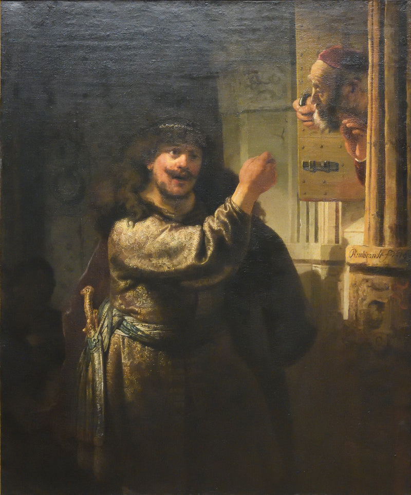 Samson bedreigt zijn schoonvader - Rembrandt