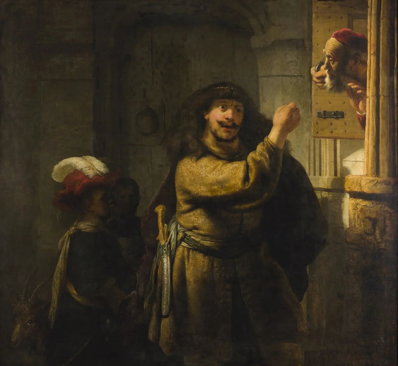 Samson bedreigt zijn schoonvader - Rembrandt