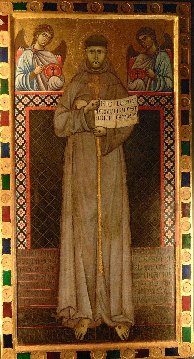 San Francesco tussen twee engelen (Meester van Sint Franciscus) - Meester van Sint Franciscus