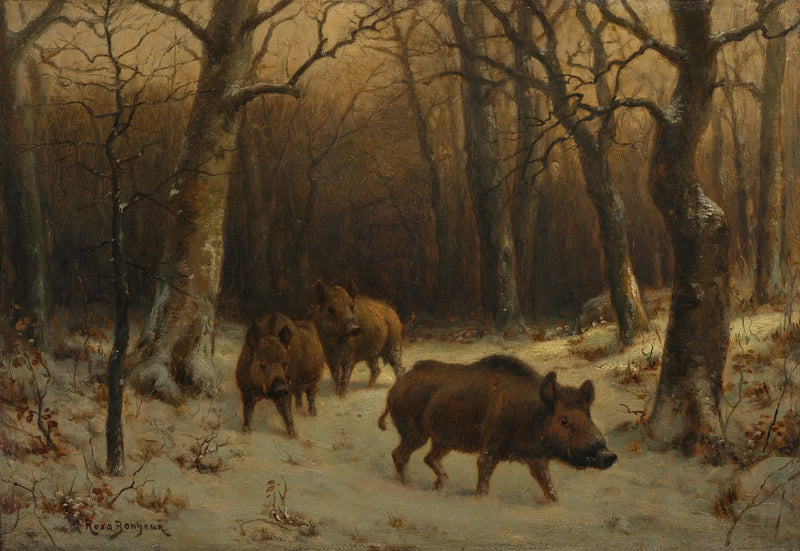 Everzwijnen in de sneeuw - Rosa Bonheur