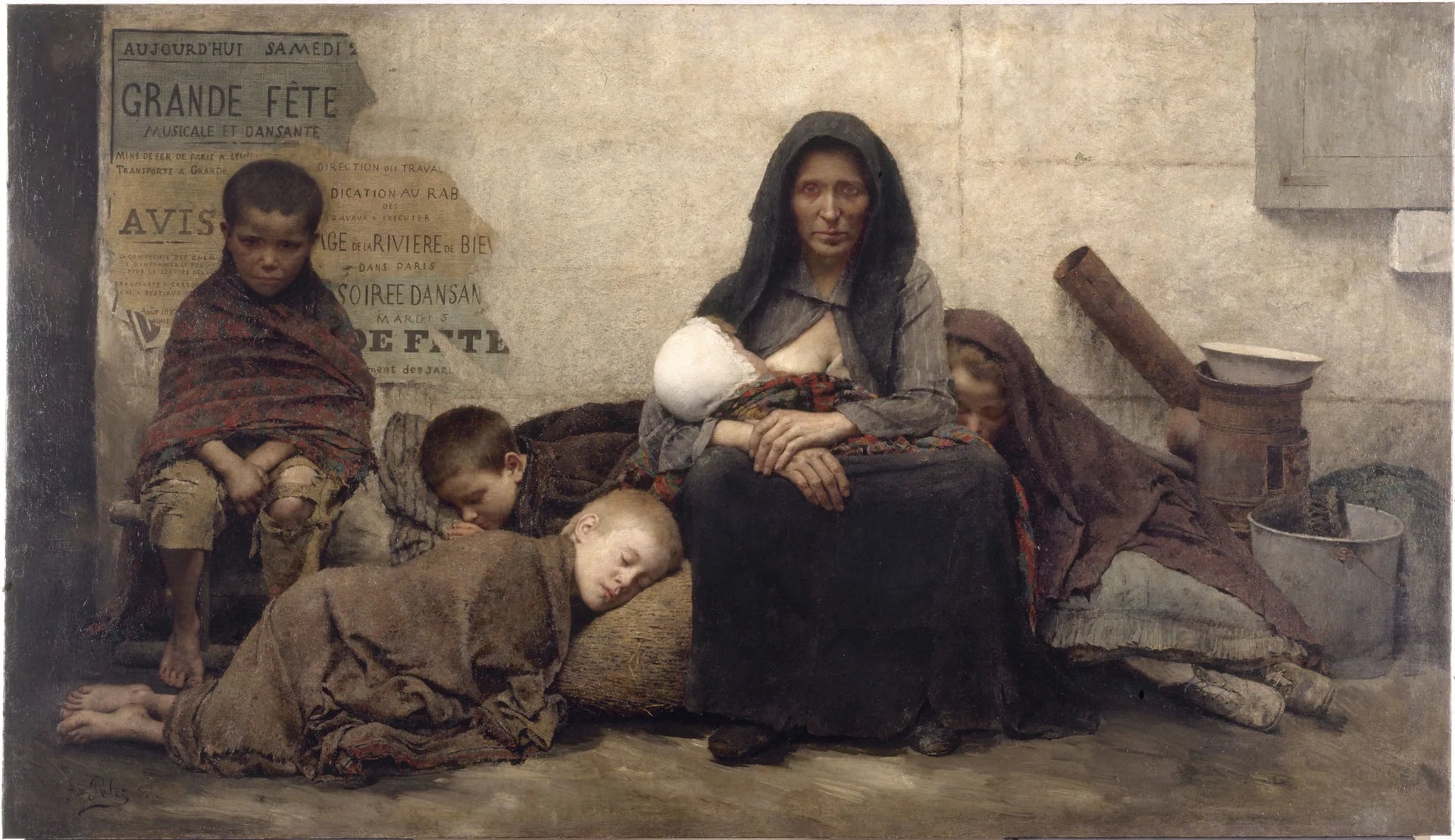 Sans asile - Fernand Pelez image 1 copie de tableau peinte à la main