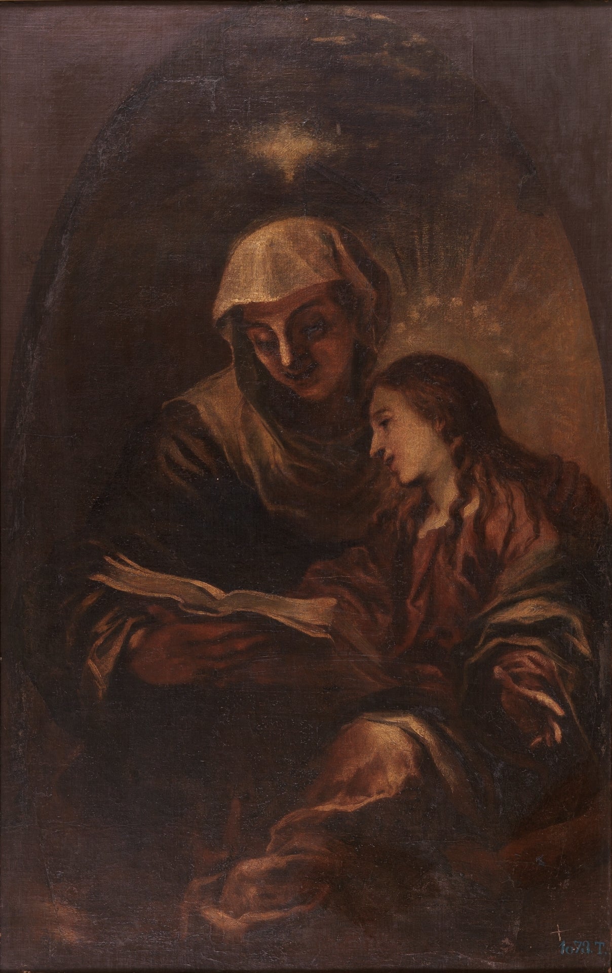 Santa Ana enseñando a leer a la Virgen - Francisco Herrera the younger image 1 reproduction d’œuvre d’art à l’huile
