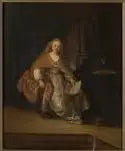 Saskia in een rijke jurk als Bathseba (alleen) met de brief van David - Rembrandt