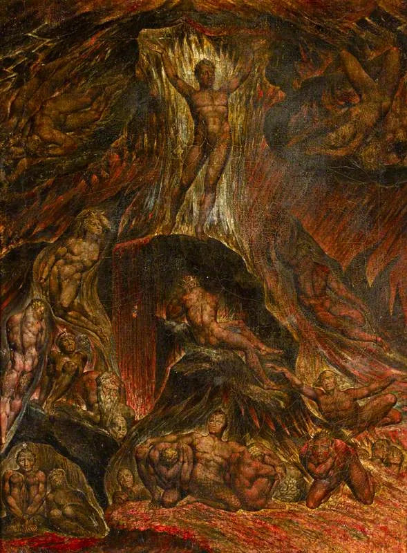 Satan roept zijn legioenen op (uit het « Paradijs Verloren » van John Milton) - William Blake