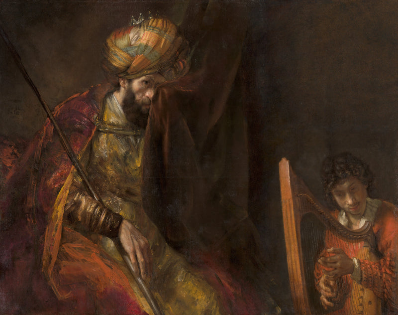David die harp speelt voor Saul - Rembrandt