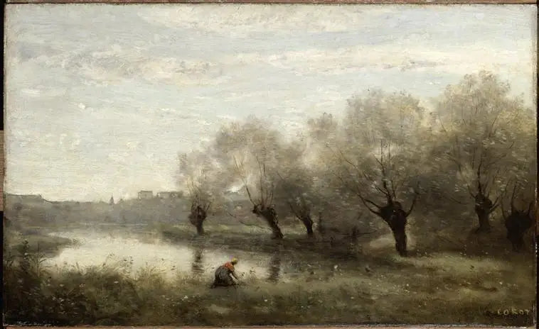 Saulaie aan de punt van een moeras - Jean-Baptiste Camille Corot