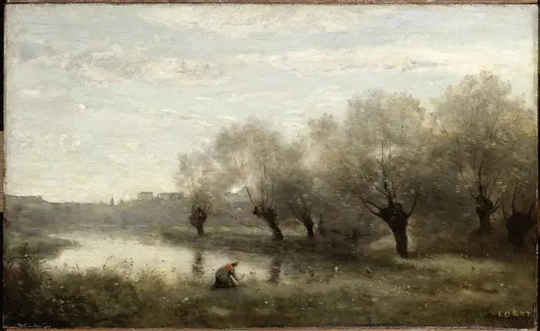 Saulaie aan de punt van een moeras - Jean-Baptiste Camille Corot