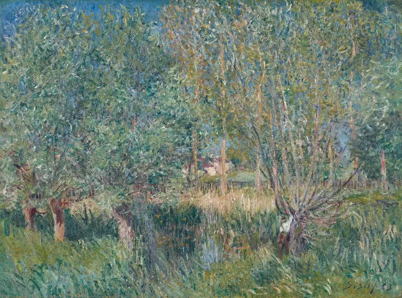Wilgen aan de oever van de Orvanne - Alfred Sisley