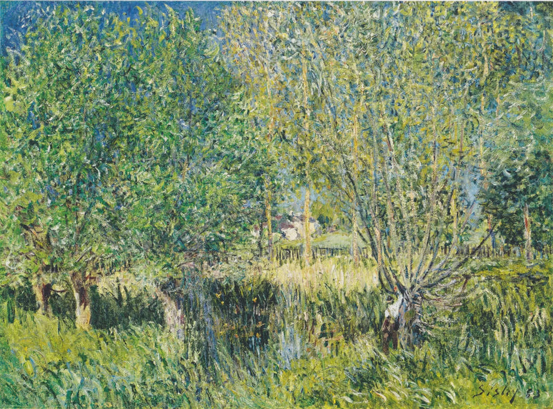 Wilgen aan de oever van de Orvanne - Alfred Sisley