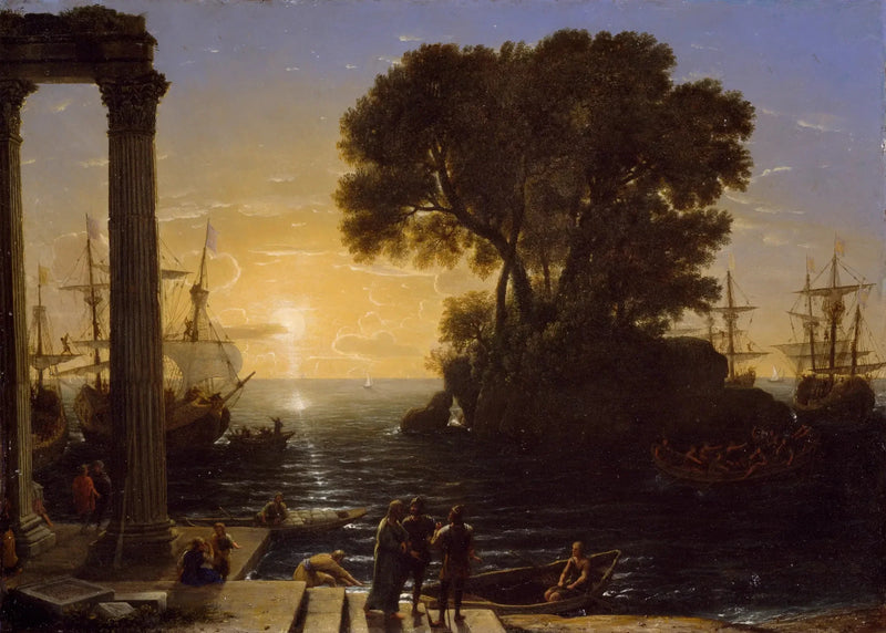 Kustscène met de inscheping van Sint Paulus - Claude Lorrain