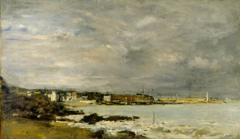 Scène van een strand en riffen - Eugène Boudin