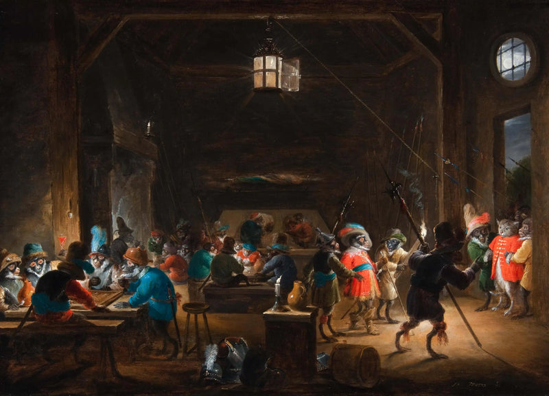 Wachtscène met apen soldaten - David Teniers de Jonge

Source:
Scène de garde avec des soldats singes - David Teniers le Jeune