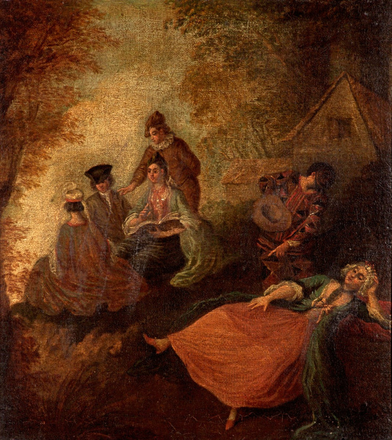 Tuin scène met personages - Antoine Watteau