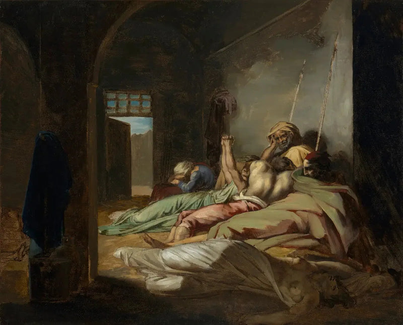 Scène van de gele koorts epidemie in Cádiz - Théodore Géricault