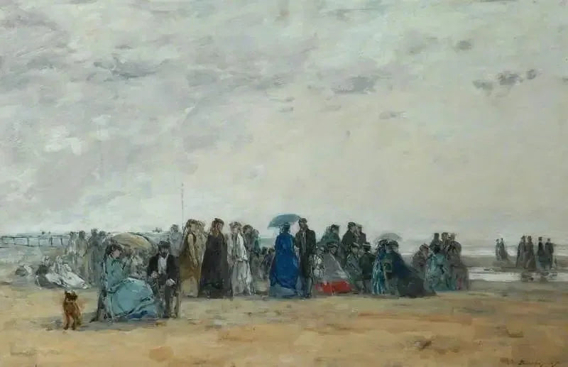 Strandscène bij laag water - Eugène Boudin