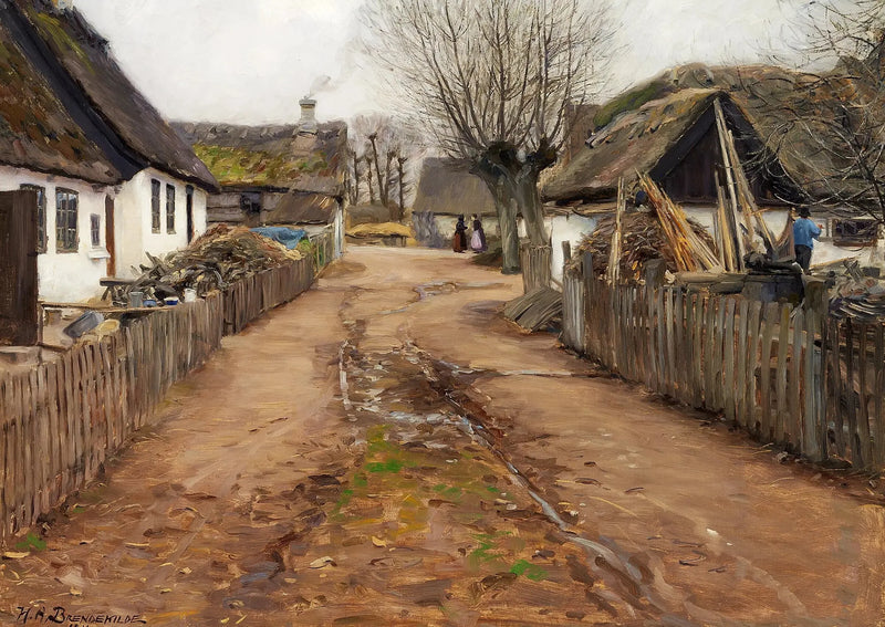 Dorpsscène aan het begin van de lente. - H. A. Brendekilde

Source:
Scène de village au début du printemps. - H. A. Brendekilde