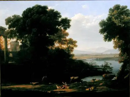 Klassieke rivier scène met uitzicht op een stad - Claude Lorrain