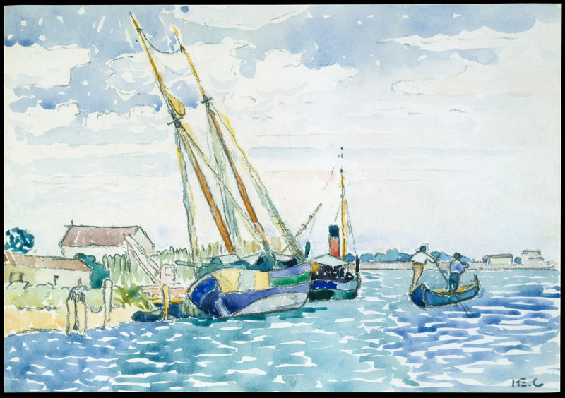Marinescène (Schepen bij Venetië) - Henri-Edmond Cross