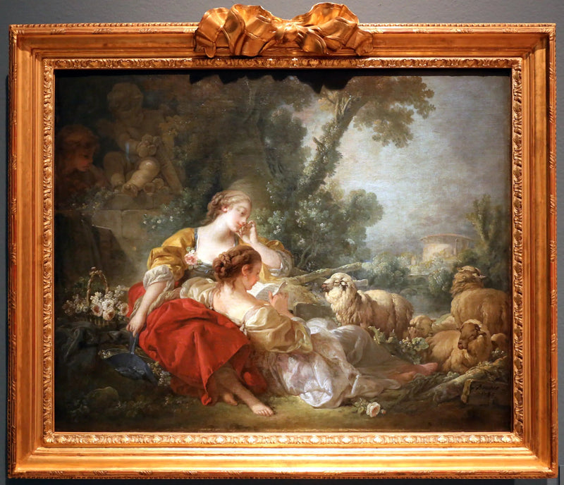 Pastorale scène met twee herdersvrouwen - François Boucher