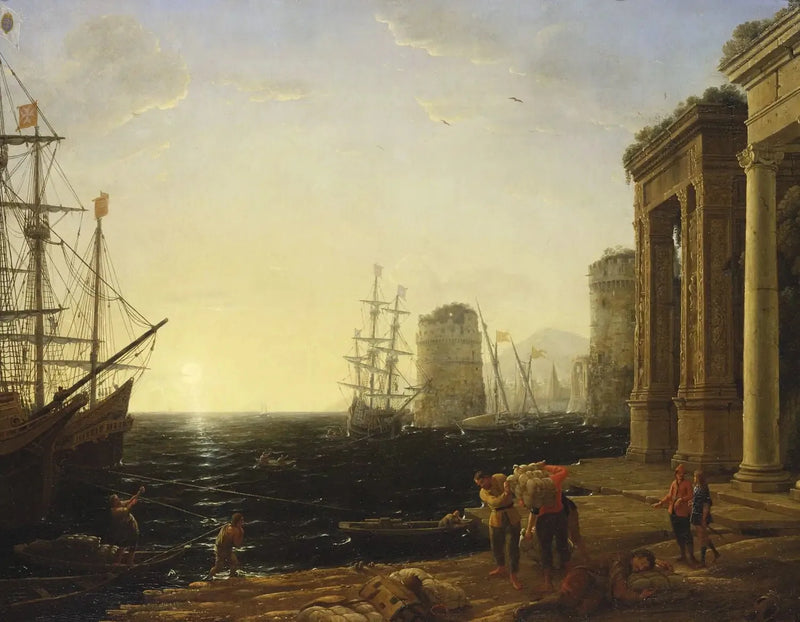 Havenzicht bij zonsondergang - Claude Lorrain