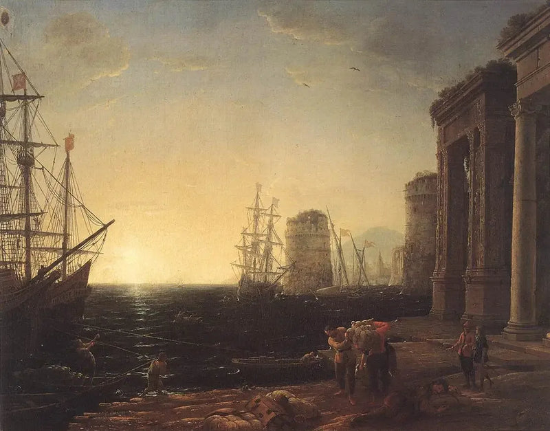 Havengezicht bij zonsondergang - Claude Lorrain