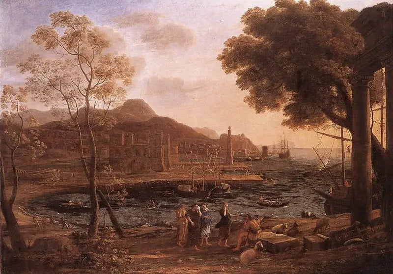 Havengezicht met Heliden in rouw - Claude Lorrain