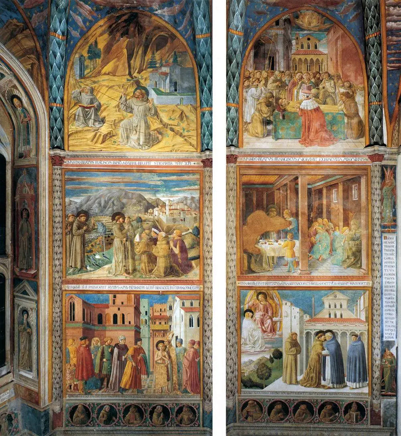 Scènes uit het leven van Sint-Franciscus, zuidmuur - Benozzo Gozzoli