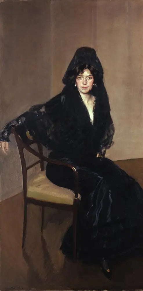 Dama van Sorolla in een Spaanse mantilla - Joaquín Sorolla