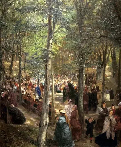 Preek in het beukenbos bij Kösen - Adolph von Menzel