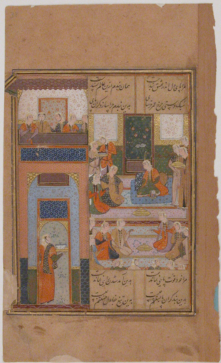 Zuleikha entourée de ses servantes après son second rêve, Atelier persan anonyme, 16th century