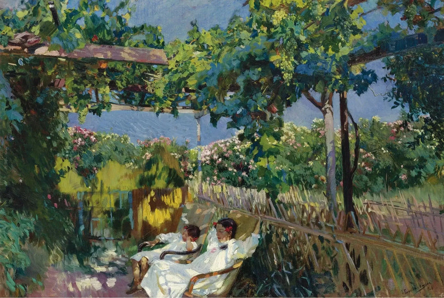 Sieste in de tuin - Joaquín Sorolla
