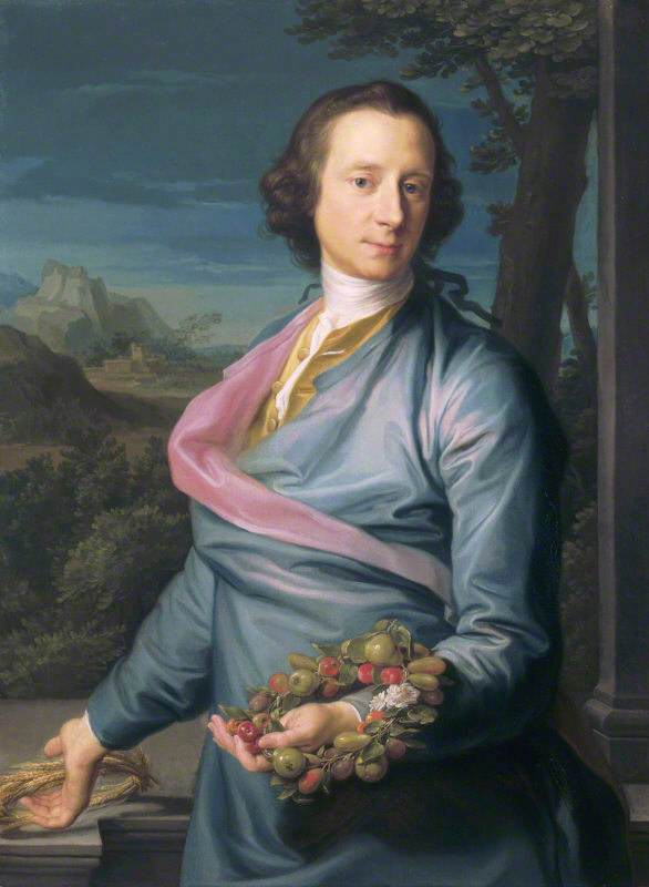 Sir Matthew Fetherstonhaugh, 1e baronnet, parlementslid (1714-1774) met kransen van fruit en maïs - Pompeo Batoni
