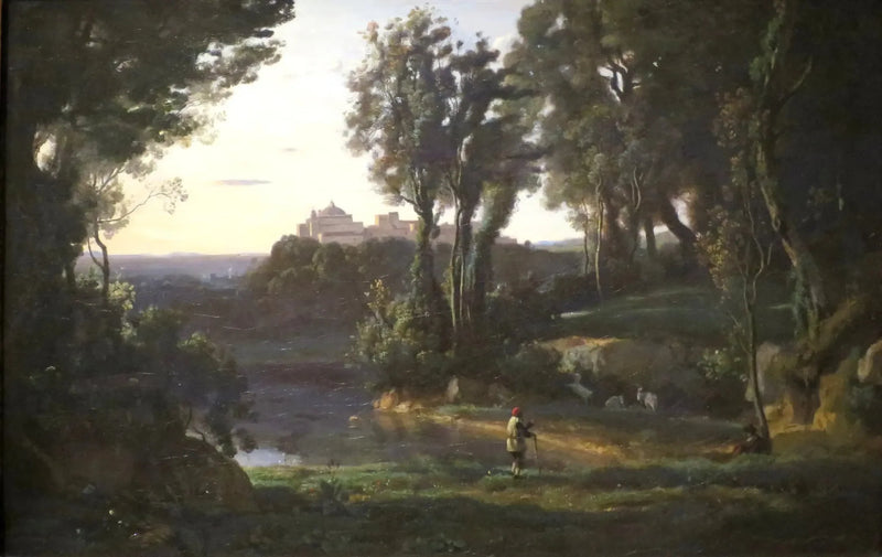 Italiaanse site met de kerk van Ariccia - Jean-Baptiste Camille Corot