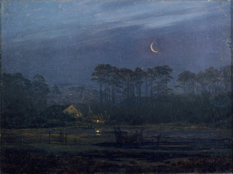 Avond aan de oever van de rivier - Caspar David Friedrich