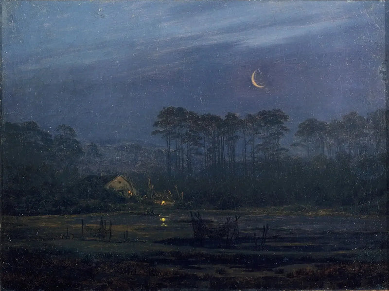 Avond aan de oever van de rivier - Caspar David Friedrich