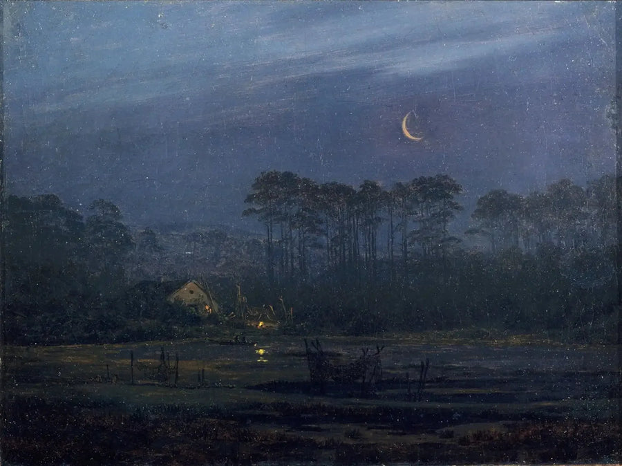 Avond aan de oever van de rivier - Caspar David Friedrich