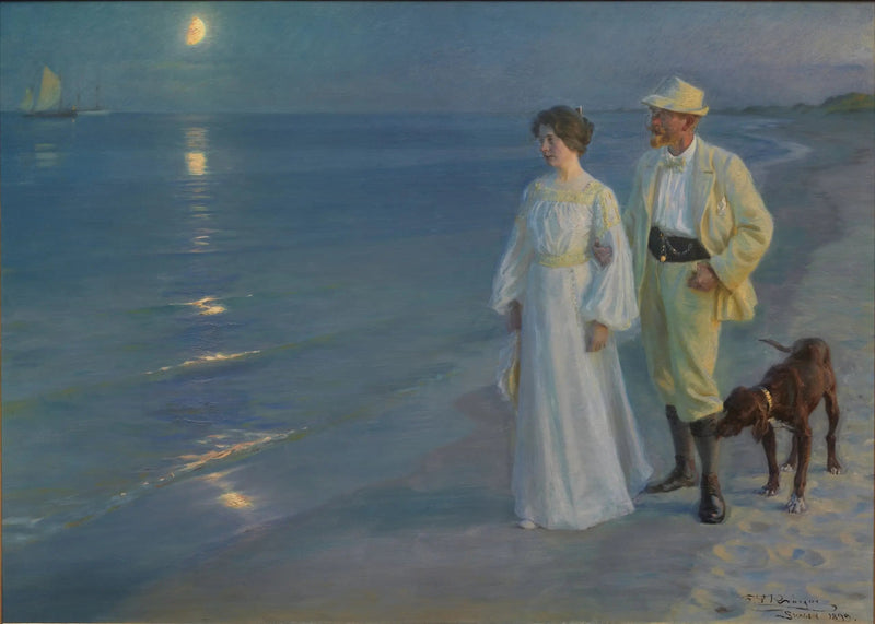 Zomeravond op het strand van Skagen – de kunstenaar en zijn vrouw - Peder Severin Krøyer