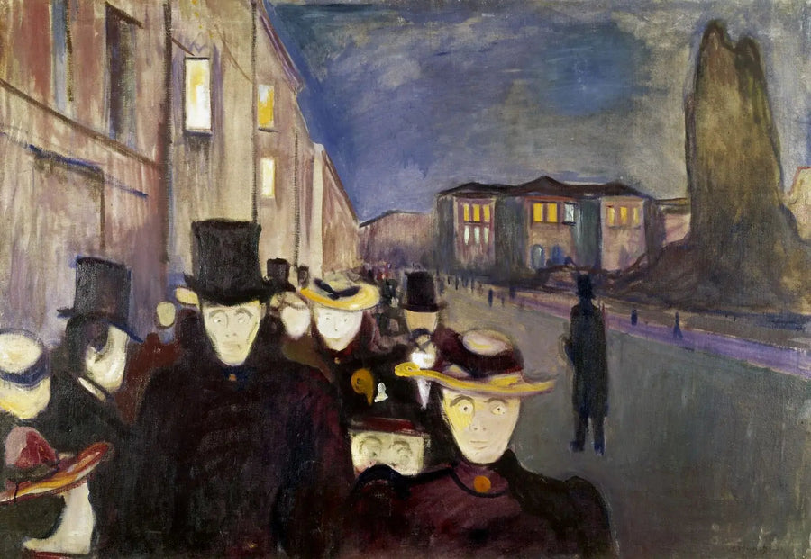 Avond op de Karl Johan-avenue - Edvard Munch