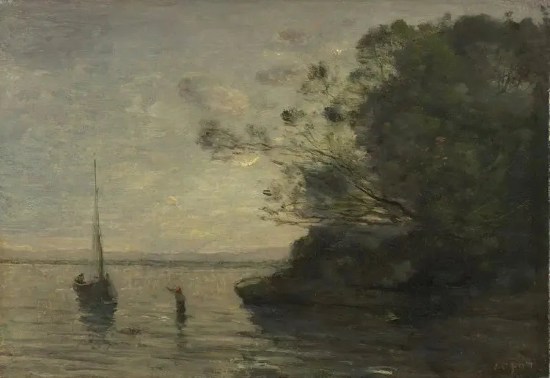 Avond aan het meer - Jean-Baptiste Camille Corot