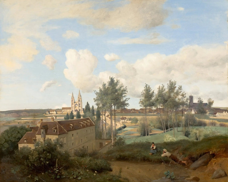 Soissons gezien vanaf de fabriek van de heer Henry - Jean-Baptiste Camille Corot
