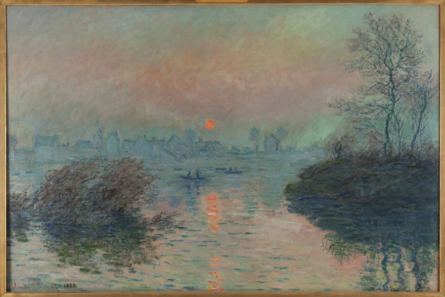 Ondergaande zon op de Seine bij Lavacourt W576 - Claude Monet