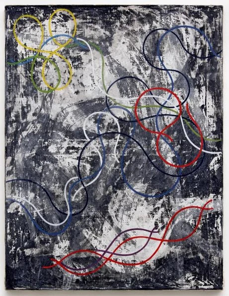 Lignes perdues sur fond chaotique (1939, version 2), peinture de Sophie Taeuber-Arp