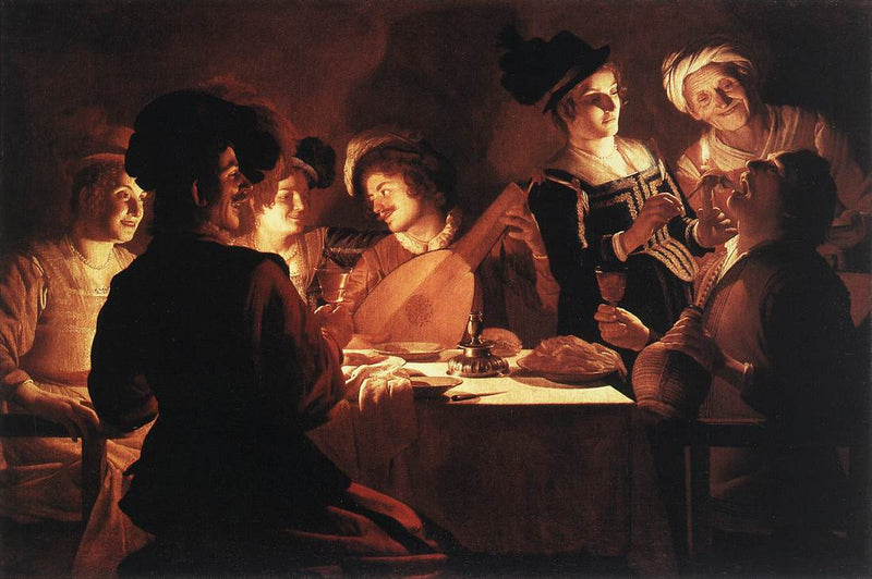 Avondmaal met een luitspeler - Gerrit van Honthorst