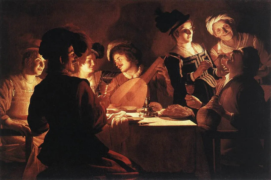 Avondmaal met een luitspeler - Gerrit van Honthorst