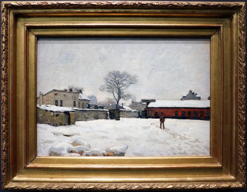 Onder de sneeuw: boerderij binnenplaats in Marly-le-Roi - Alfred Sisley