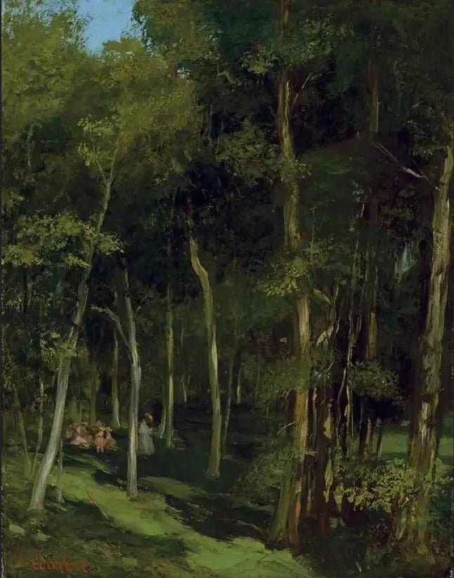 Onder de bomen in Port-Berteau, dansende kinderen - Gustave Courbet