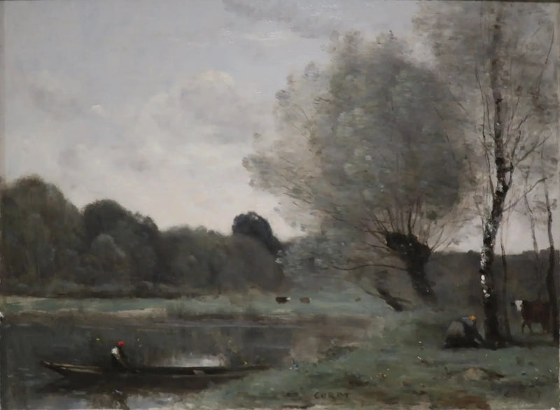 Souvenir van Ville-d'Avray. Wilgen en berk aan de rand van de vijver - Jean-Baptiste Camille Corot