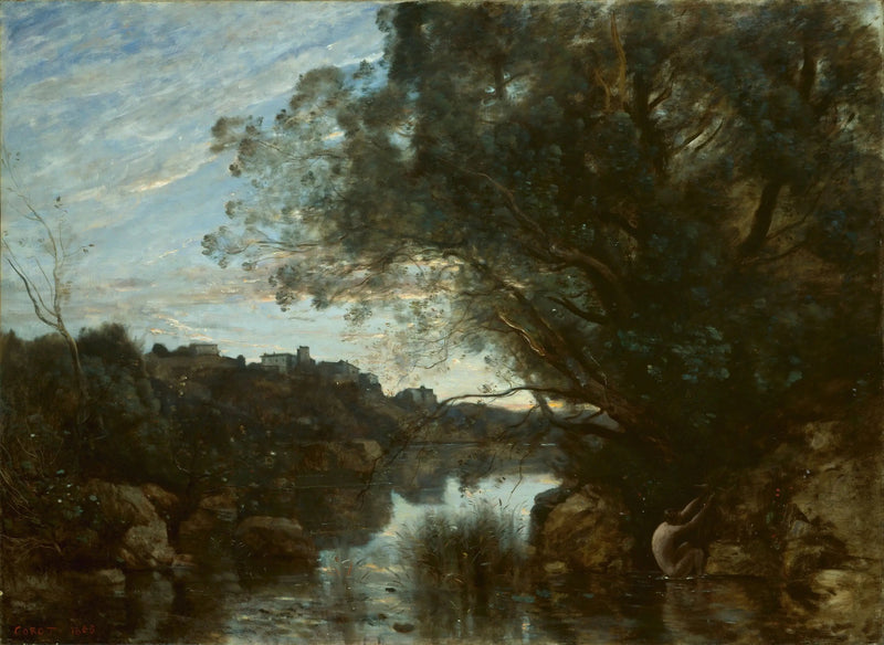 Souvenir van de omgeving van het Nemi-meer - Jean-Baptiste Camille Corot