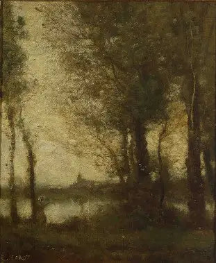 Herinnering aan de moerassen van Fampoux. De dageraad - Jean-Baptiste Camille Corot